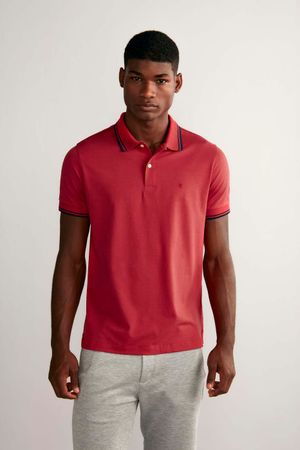 Polo Manga Curta Malha Básica Slim Fit - Vermelho