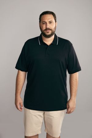 Polo Manga Curta Malha Básica Classic Fit - Preto