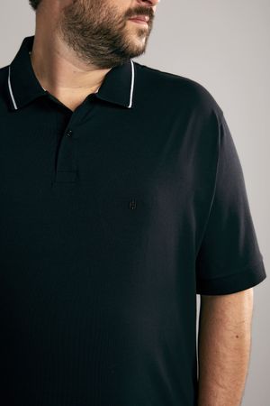 Polo Manga Curta Comfort Malha Básica - Preto