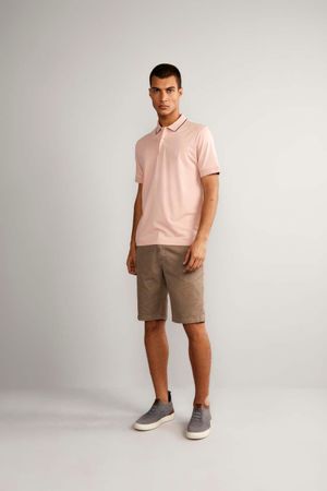 Polo Manga Curta Malha Básica Classic Fit - Rosa