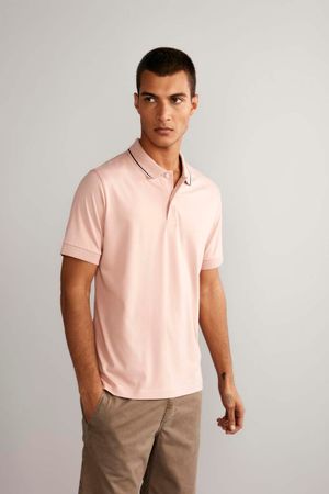 Polo Manga Curta Malha Básica Classic Fit - Rosa