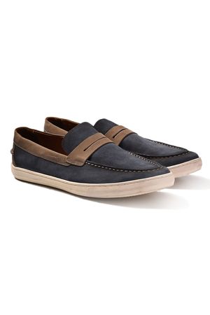 Sapato Dockside Couro Stoned Casual - Azul Marinho