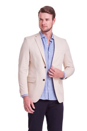 Blazer Alfaiataria Liso Slim Fit - Bege Areia