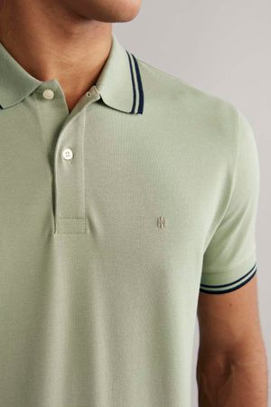 Polo Manga Curta Piquet Básica Slim Fit - Verde Folha