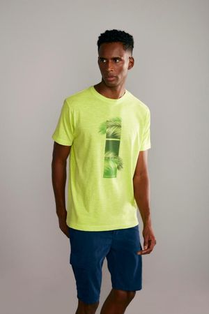 Camiseta Manga Curta Estampada Slim Fit - Verde Lima