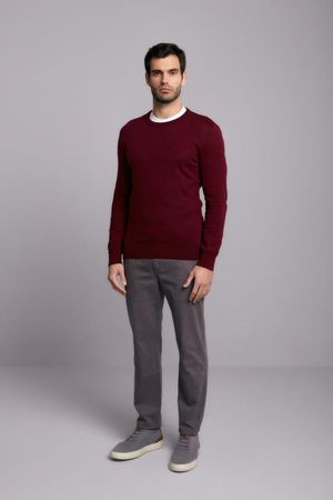 Tricot Básico Gola Careca - Vinho