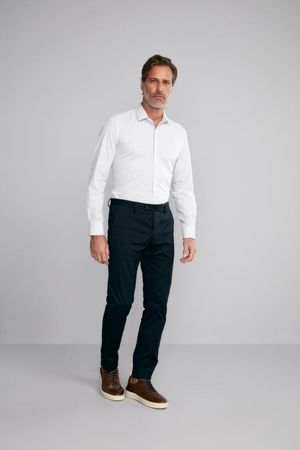 Camisa Manga Longa Fio Tinto Slim Fit - Azul Médio