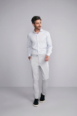 Camisa Manga Longa Fio Tinto Slim Fit - Azul Marinho