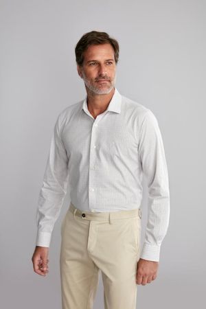 Camisa Manga Longa Fio Tinto Slim Fit - Marrom Café