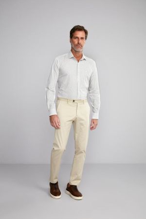 Camisa Manga Longa Fio Tinto Slim Fit - Marrom Café