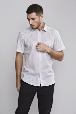 Camisa Manga Curta com Bolso Comfort Fio Tinto - Rosa Claro