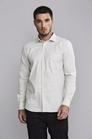 Camisa Manga Longa com Bolso Comfort Fio Tinto - Bege Areia