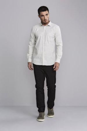Camisa Manga Longa com Bolso Comfort Fio Tinto - Bege Areia