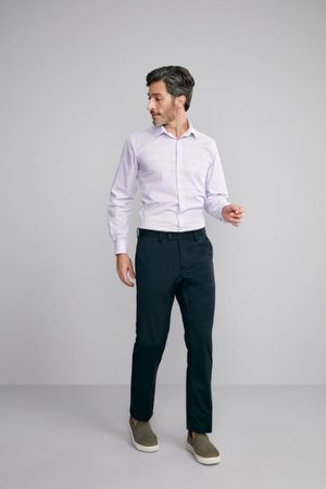 Camisa Manga Longa com Bolso Comfort Xadrez - Lilás