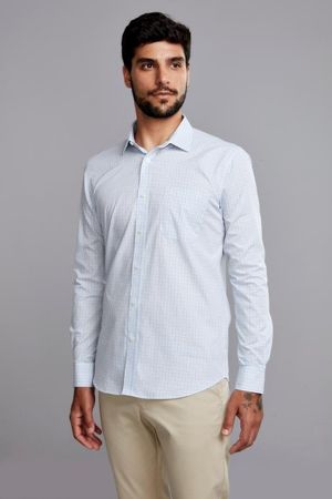 Camisa Manga Longa Comfort Fio Tinto - Azul