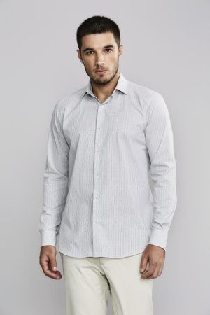 Camisa Manga Longa Fio Tinto Classic Fit - Cinza
