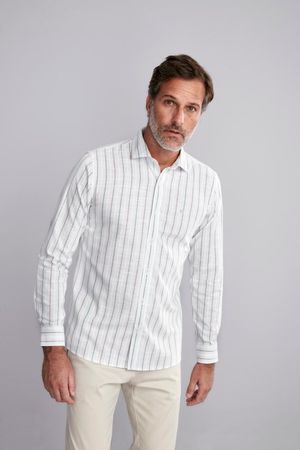 Camisa Manga Longa Fio Tinto Slim Fit - Cinza Claro