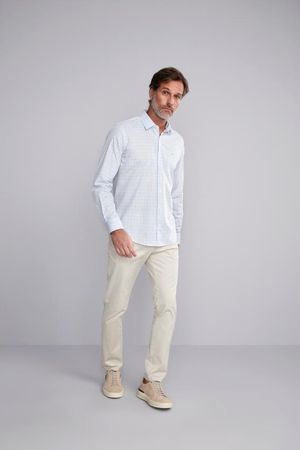 Camisa Manga Longa Fio Tinto Slim Fit - Azul Claro
