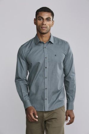 Camisa Manga Longa Fio Tinto Slim Fit - Verde