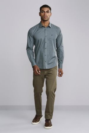 Camisa Manga Longa Fio Tinto Slim Fit - Verde