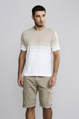 Camiseta Manga Curta Comfort Malha - Khaki / Cinza Neblina