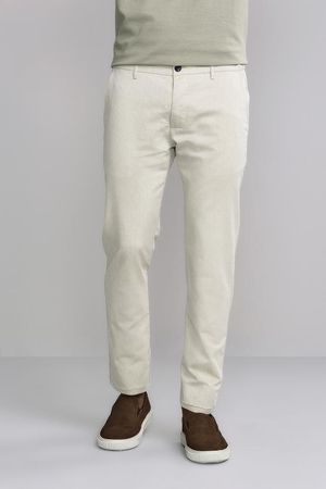 Calça Chambray Slim Fit - Bege Areia