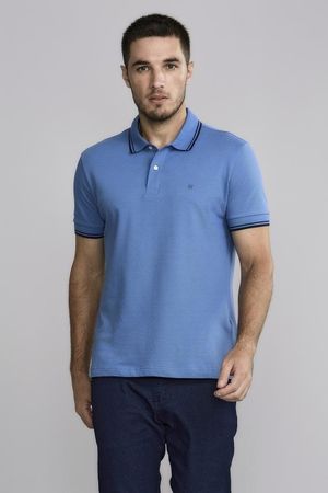 Polo Manga Curta Piquet Básica Slim Fit - Azul Carbono