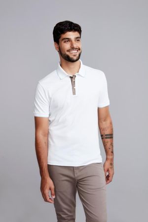 Polo Manga Curta Comfort Piquet - Branco