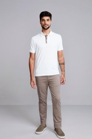 Polo Manga Curta Comfort Piquet - Branco
