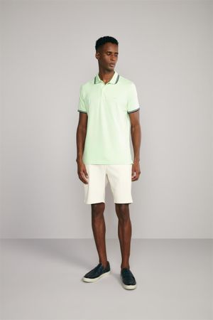 Polo Manga Curta Malha Básica Slim Fit - Verde Pistache