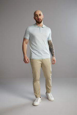 Polo Manga Curta Comfort Pima - Verde Água / Branco