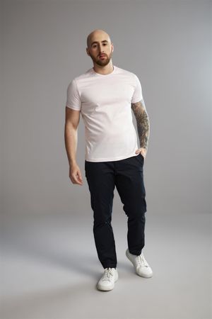 Camiseta Manga Curta Pima Slim Fit - Rosa / Branco