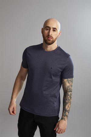 Camiseta Manga Curta Pima Slim Fit - Azul Marinho / Blueberry