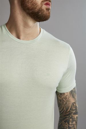 Camiseta Manga Curta Pima Slim Fit - Verde Menta / Branco