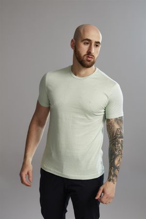 Camiseta Manga Curta Pima Slim Fit - Verde Menta / Branco