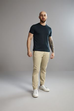 Camiseta Manga Curta Pima Slim Fit - Azul Marinho / Verde Floresta