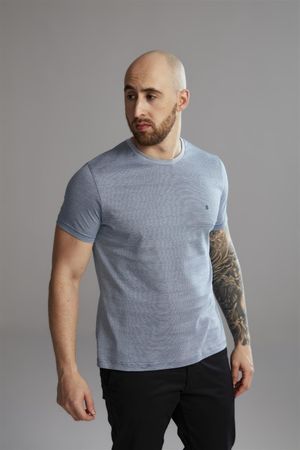 Camiseta Manga Curta Pima Slim Fit - Azul Noturno / Branco