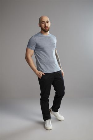 Camiseta Manga Curta Pima Slim Fit - Azul Noturno / Branco
