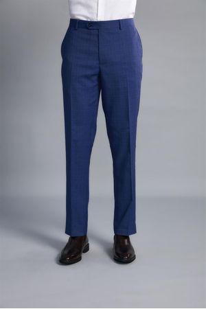 Terno 2 botões Xadrez Slim Fit - Azul Médio