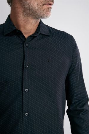Camisa Manga Longa Jacquard Slim Fit - Preto