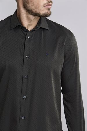 Camisa Manga Longa Jacquard Slim Fit - Verde