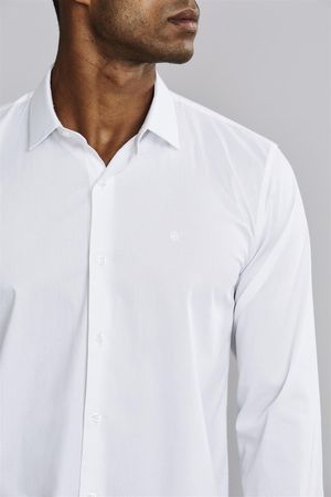 Camisa Manga Longa Fio Tinto Slim Fit - Branco