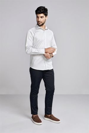 Camisa Manga Longa Comfort Fio Tinto - Cinza Claro