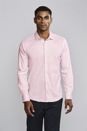 Camisa Manga Longa Fio Tinto Slim Fit - Rosa Bebê