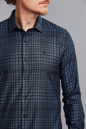 Camisa Manga Longa Jacquard Slim Fit - Preto
