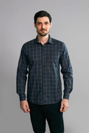 Camisa Manga Longa com Bolso Comfort Xadrez - Cinza Grafite
