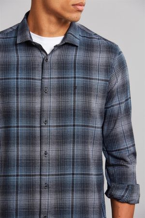 Camisa Manga Longa Comfort Flanela Xadrez - Azul Marinho