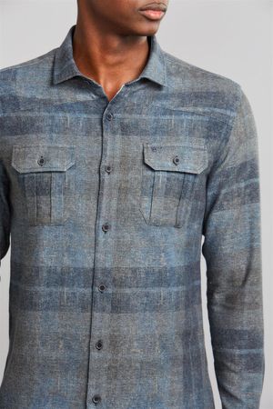 Camisa Manga Longa com Bolso Comfort Flanela - Azul Marinho