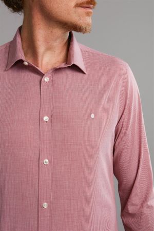 Camisa Manga Longa Fio Tinto Slim Fit - Vermelho