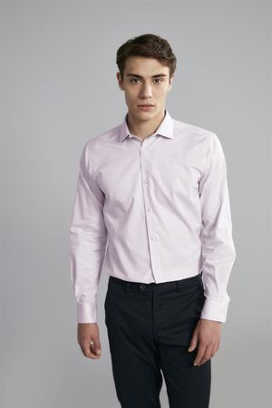Camisa Manga Longa Social Comfort Fio Tinto - Rosa Claro